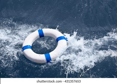 Lifesaver in sea, ocean storm as help in danger - Powered by Shutterstock