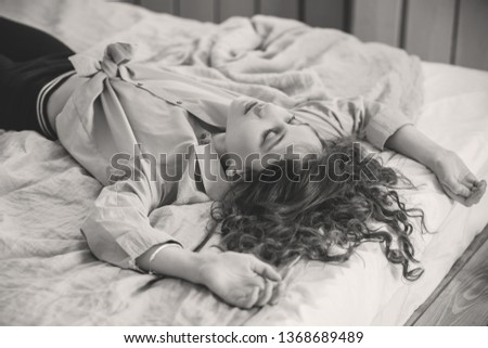 Similar – kid girl relaxing at home in weekend morning