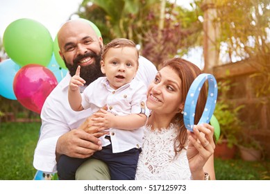 Lifestyle Of Happy Latino Family On Sunny Day Celebrating Birthday