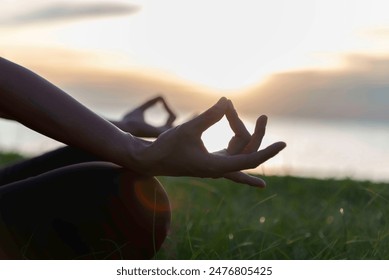 Lifestyle woman yoga exercise and pose for healthy life. Young girl or people pose balance body vital zen meditation for workout nature  background - Powered by Shutterstock