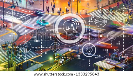 LiFi theme with busy city traffic intersection