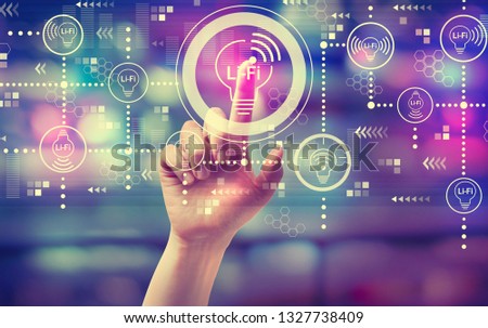 LiFi theme with hand pressing a button