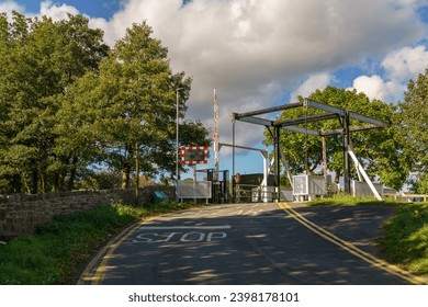 Lift bridge over the Monmouthshire  Brecon Canal, seen in Talybont on Usk, Powys, Wales, UK