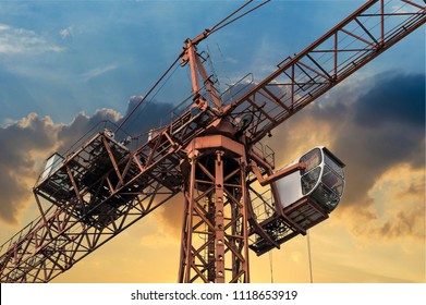 
Lift elevator crane at construction site 