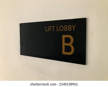 Lift Lobby Sign Are On The White Wall