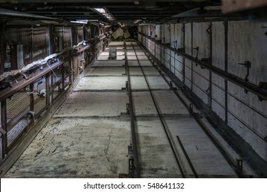 lift shaft in old multistory house in Pripyat, Chernobyl Nuclear Zone 