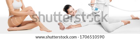 Lifting body. Beautiful woman receives LPG massage to remove cellulite from her body. Anti-cellulite massage with LPG massager. Beautifully slender body, removal of skin stretch marks and cellulite