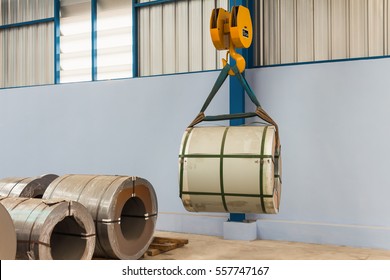 Lifting Steel Coil By Overhead Crane, Material Handling