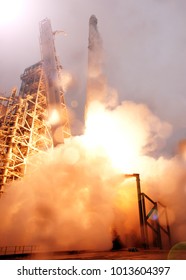 Liftoff of the rocket. The elements of this image furnished by NASA.