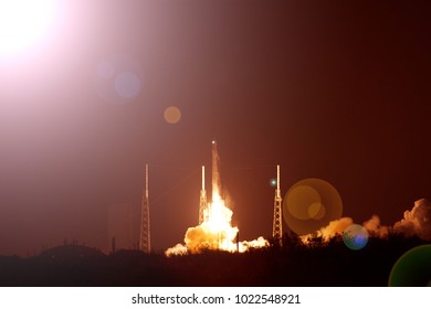 Liftoff of the rocket. The elements of this image furnished by NASA.