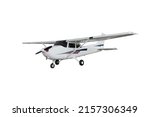 Light aircraft on a white background. A small tourist plane on an isolated white background. side view