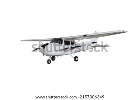 Light aircraft on a white background. A small tourist plane on an isolated white background. side view
