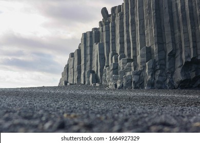 Light Basalt Column Formation In Iceland. Background.