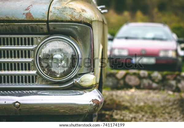 Light beam\
part of the old wreckaged soviet\
car.