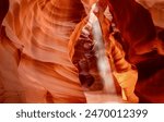 Light beam shining through the slot canyon. Antelope Canyon. Arizona. USA. 