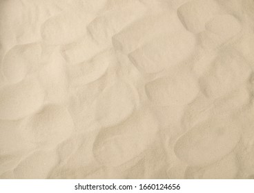 Light Beige Sea Sand Texture Pattern, Sandy Beach Textured Background Top View With Copy Space