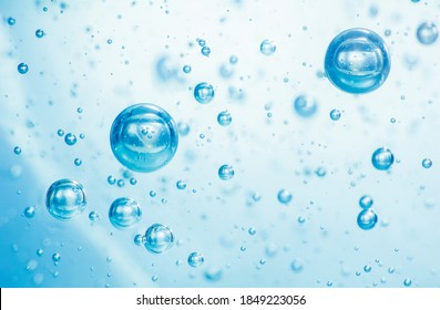 Light blue Air bubbles in alcohol gel. anti virus COVID-19 backdrop. Abstract background about cleanliness, shampoo bubbles, macro bubbles - Shutterstock ID 1849223056