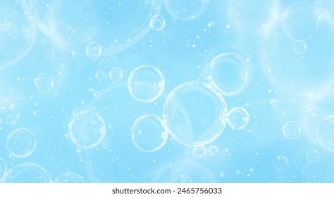 light blue background with air bubbles. hygiene concept