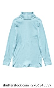 Light blue basic turtleneck sweater isolated on white background
