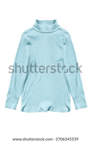 Light blue basic turtleneck sweater isolated on white background