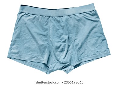 Light blue cotton basic man's briefs isolated on white background