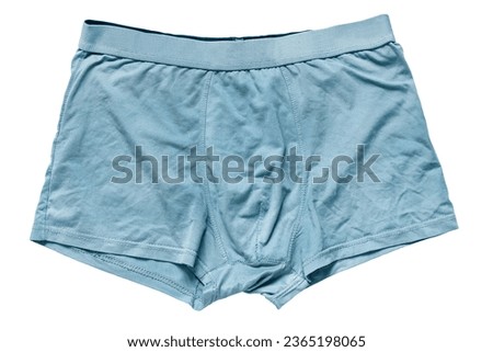 Light blue cotton basic man's briefs isolated on white background