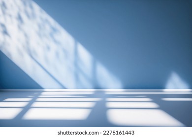 Light blue empty wall and smooth floor with interesting light glare. Background for the presentation. - Shutterstock ID 2278161443