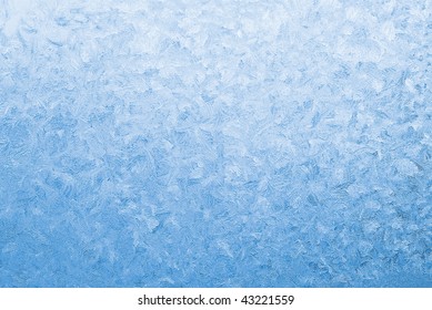 Light Blue Frozen Window Glass Background