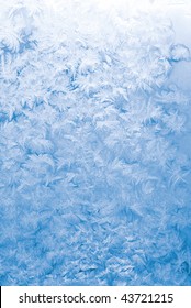 Light Blue Frozen Window Glass Background