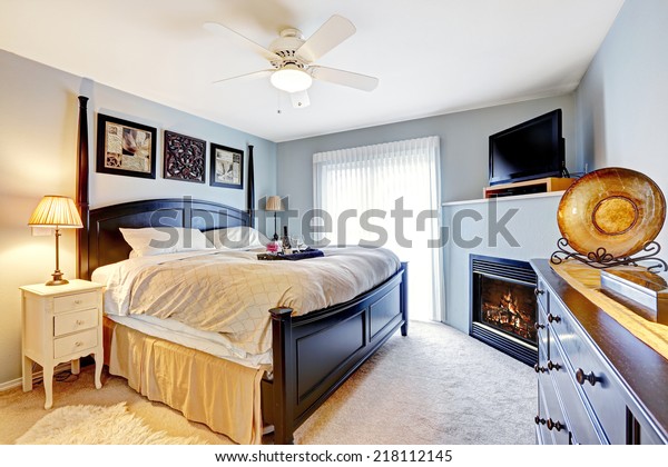 Light Blue Master Bedroom Queen Size Stock Photo Edit Now 218112145