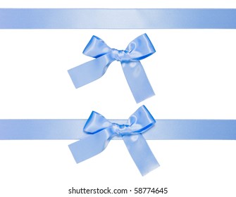 Light Blue Multiple Ribbons With Bow Isolated On White