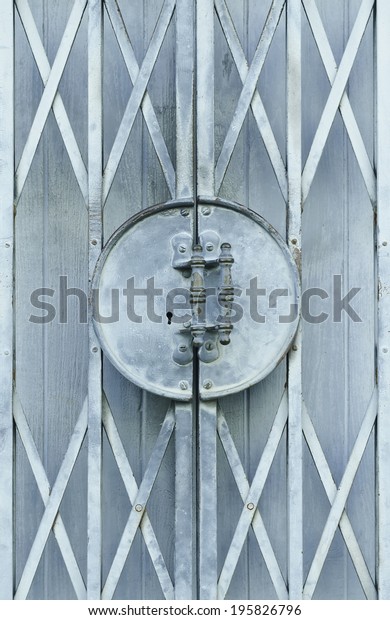 Light Blue Old Metal Grille Sliding Stock Photo Edit Now 195826796
