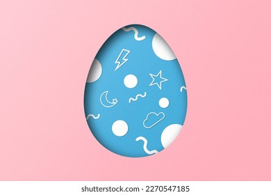 Light blue and pink paper cuts form an Easter egg pattern. overlay paper - Powered by Shutterstock