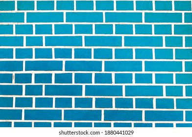 Light blue texture of a brick wall, photographed in Bulgaria, a wall of a brick house in Sofia