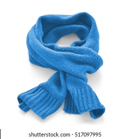 Light Blue Warm Scarf On A White Background