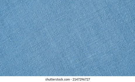 Light Blue Woven Surface Closeup. Linen Textile Texture. Fabric Background. Textured Braided Wallpaper. Macro