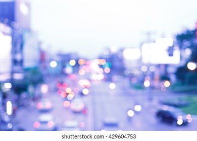 Light Bokeh And Blurry Background On The City Street.Vintage Style.