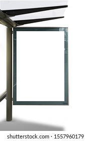  Light Box Citylight POS Isolated White Background Mockup Of The Blank White Street City Outdoor Advertising Vertical Billboard In Black Frame On Sidewalk Bus Stop Shelter