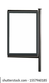  Light Box Citylight POS Isolated White Background Mockup Of The Blank White Street City Outdoor Advertising Vertical Billboard In Black Frame On Sidewalk Bus Stop Shelter