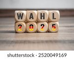 Light box, cubes, dice or blocks with the german word  - bundestagswahl 2025 - german bundestag election