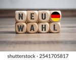 Light box, cubes, dice or blocks with the german word - bundestagswahl 2025 - german bundestag election