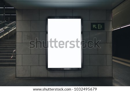 Light box display with white blank space for advertisement. Subway mock-up design. Horizontal