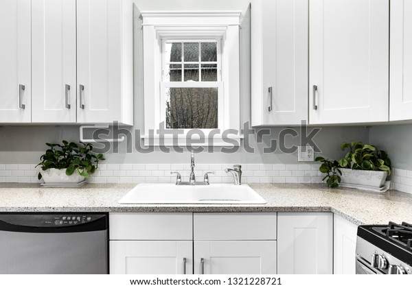Light Bright Modern Kitchen White Cabinets Stock Photo Edit Now 1321228721