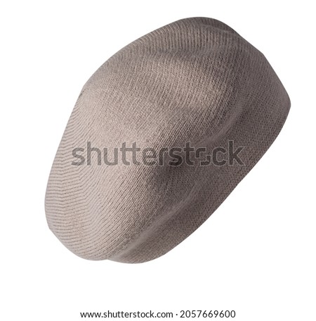 light brown female  beret isolated on white background. autumn accessory