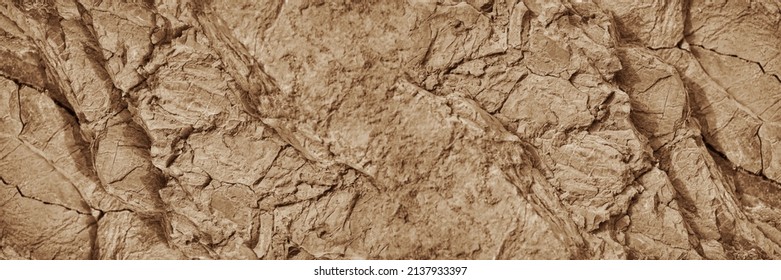 Light brown rock texture  Mountain rough surface  Close  up  Stone wall background and copy space for design  Wide banner  Panoramic 
