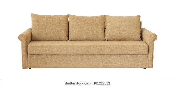 Light Brown Sofa (couch) Isolated On White