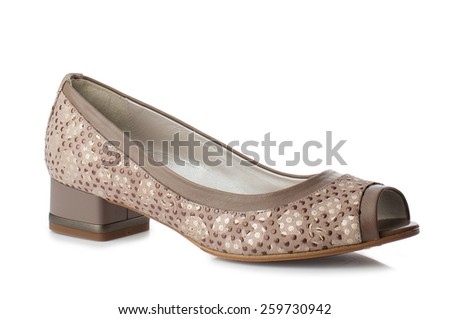 Light brown women shoe isolated on white background.