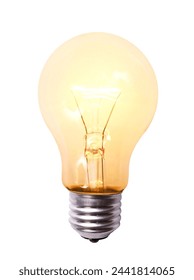 The light bulb is burning bright on a white background