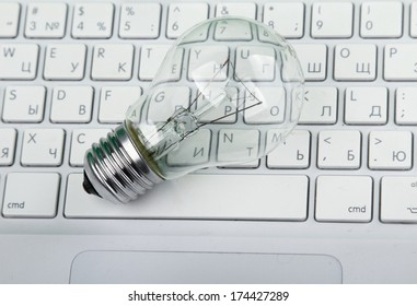 Light bulb and computer keyboard