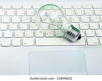 Light bulb and computer keyboard